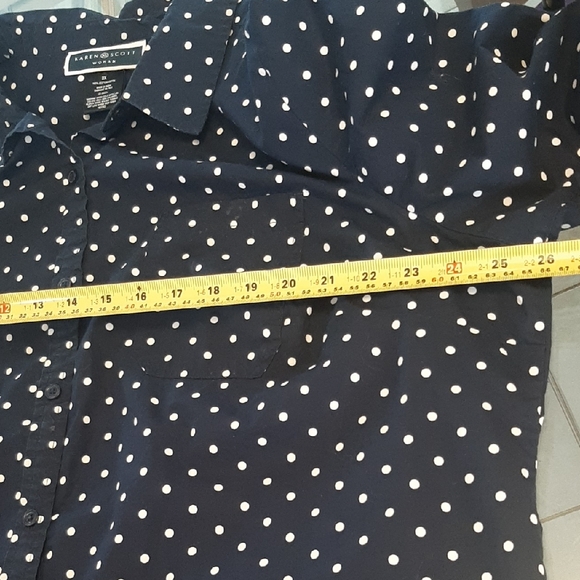 2 BDL💋SZ 2X💋KAREN SCOTT Cotton Navy Polka Dot➕Cable & Gauge Paisley Tunic - Picture 13 of 13